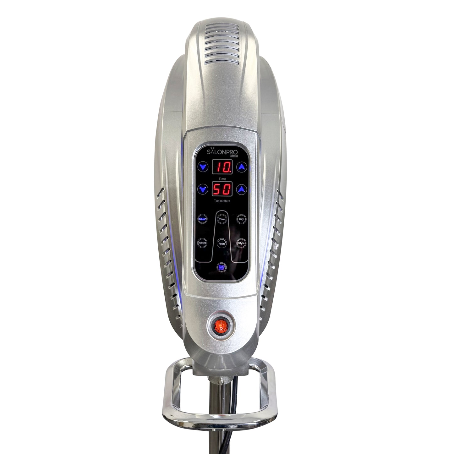 SalonPro Orbiting Halo Procesador de color de cabello infrarrojo profesional y acelerador de secador multifunción con base rodante - Gris