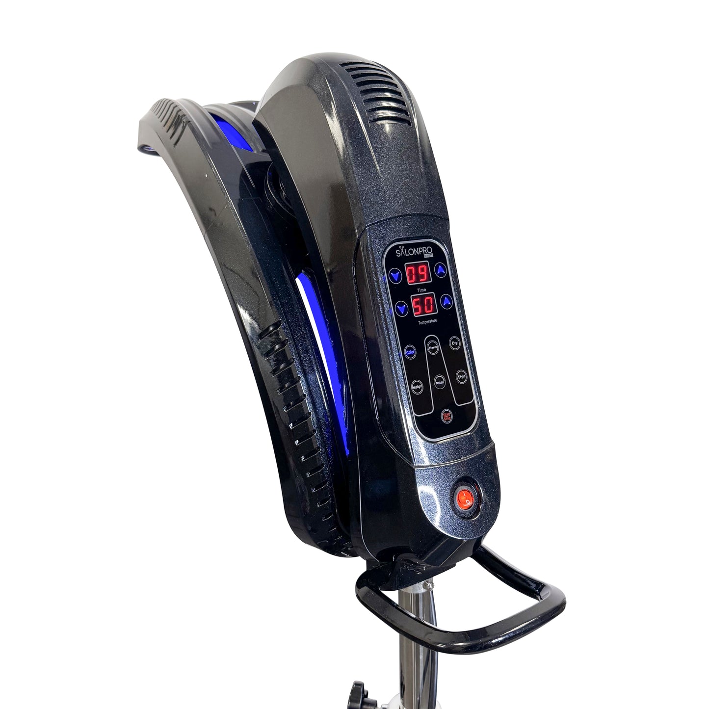 SalonPro Orbiting Halo Procesador de color de cabello infrarrojo profesional y acelerador de secador multifunción con base rodante - Gris