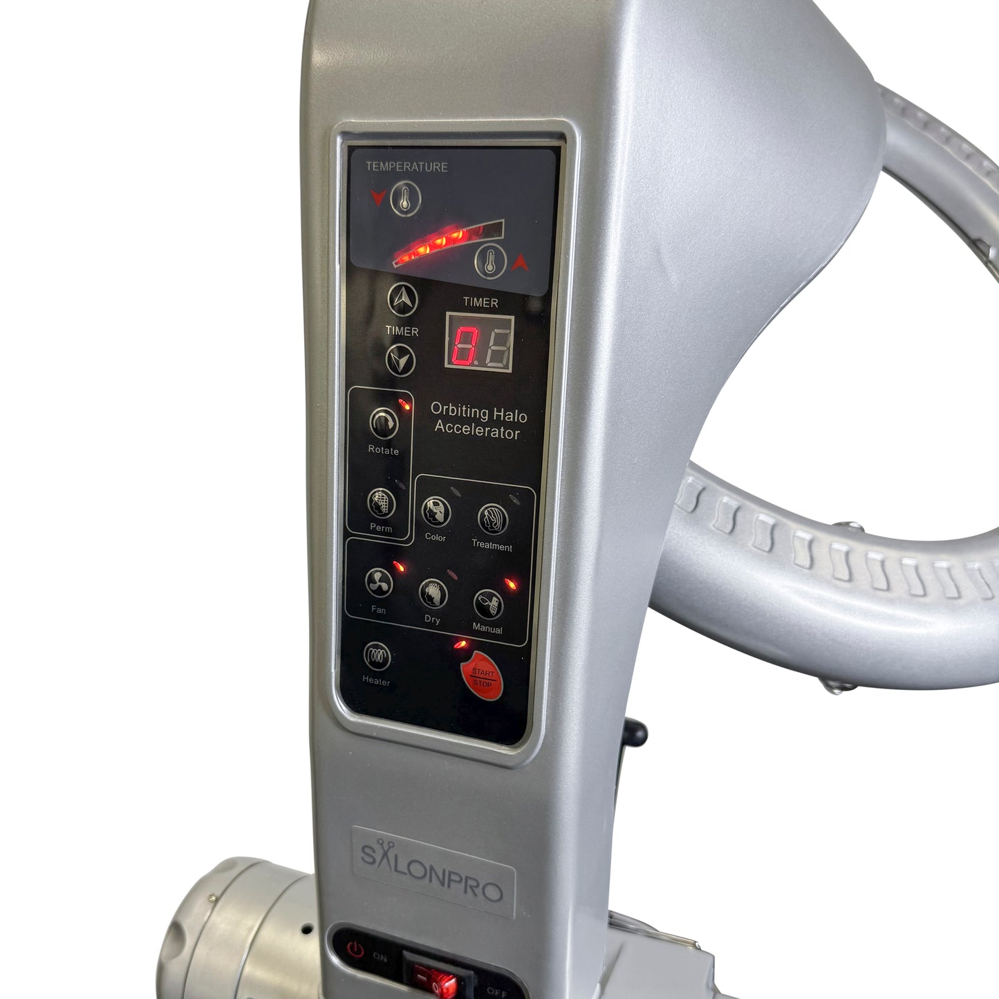 SalonPro Orbiting Halo Procesador de color de cabello infrarrojo profesional y acelerador de secador multifunción con sistema de montaje en pared - Gris