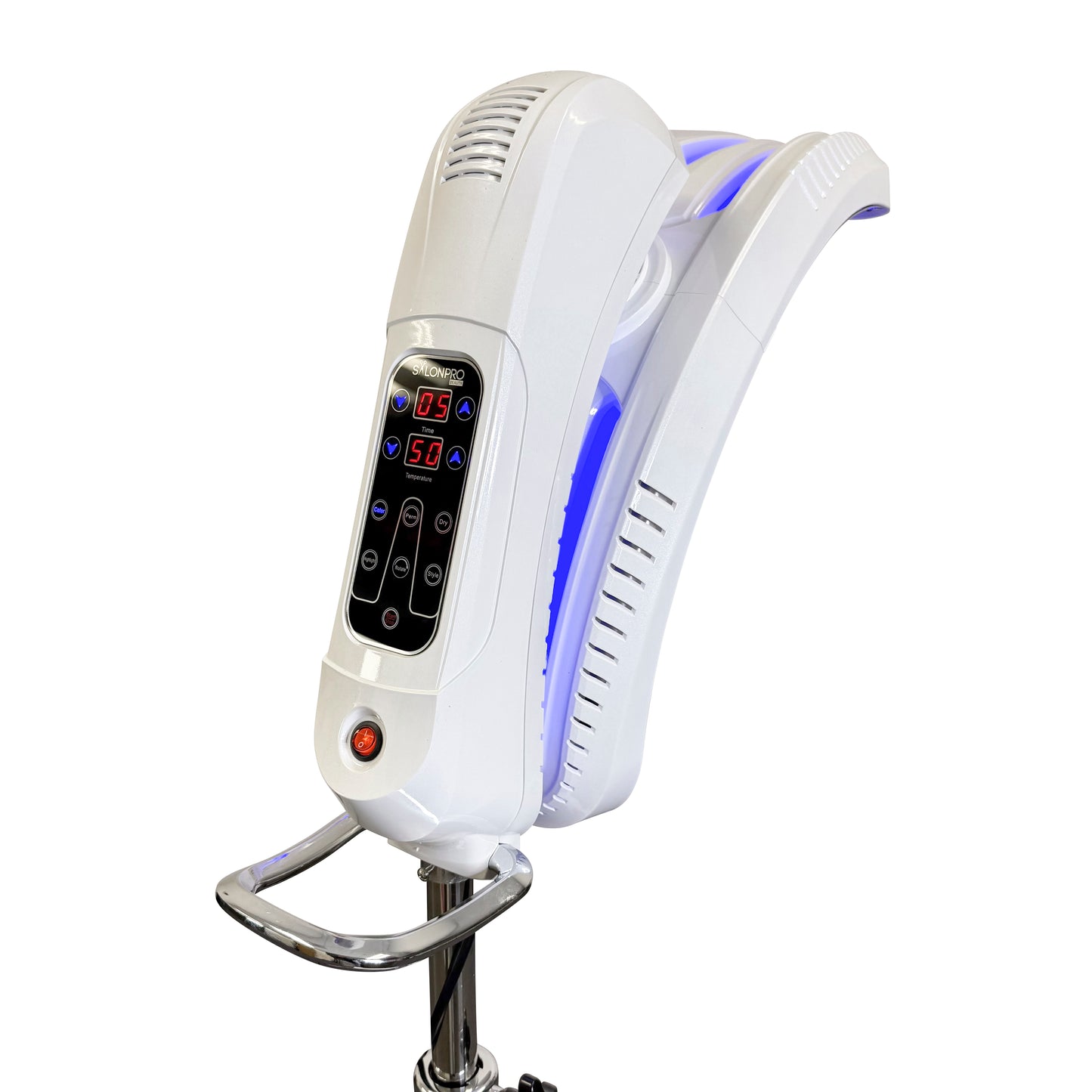 SalonPro Orbiting Halo Procesador de color de cabello infrarrojo profesional y acelerador de secador multifunción con base rodante - Gris