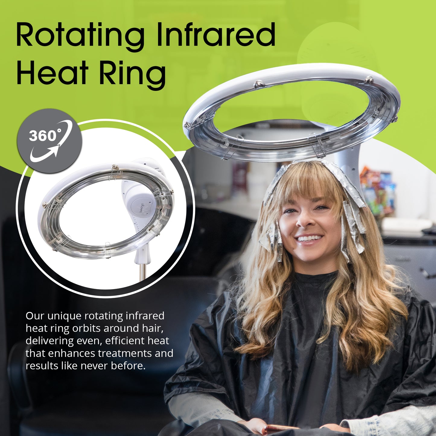 SalonPro Multi-Zone+ Procesador de color de cabello infrarrojo profesional y acelerador de secador multifunción con sistema de montaje en pared - Gris