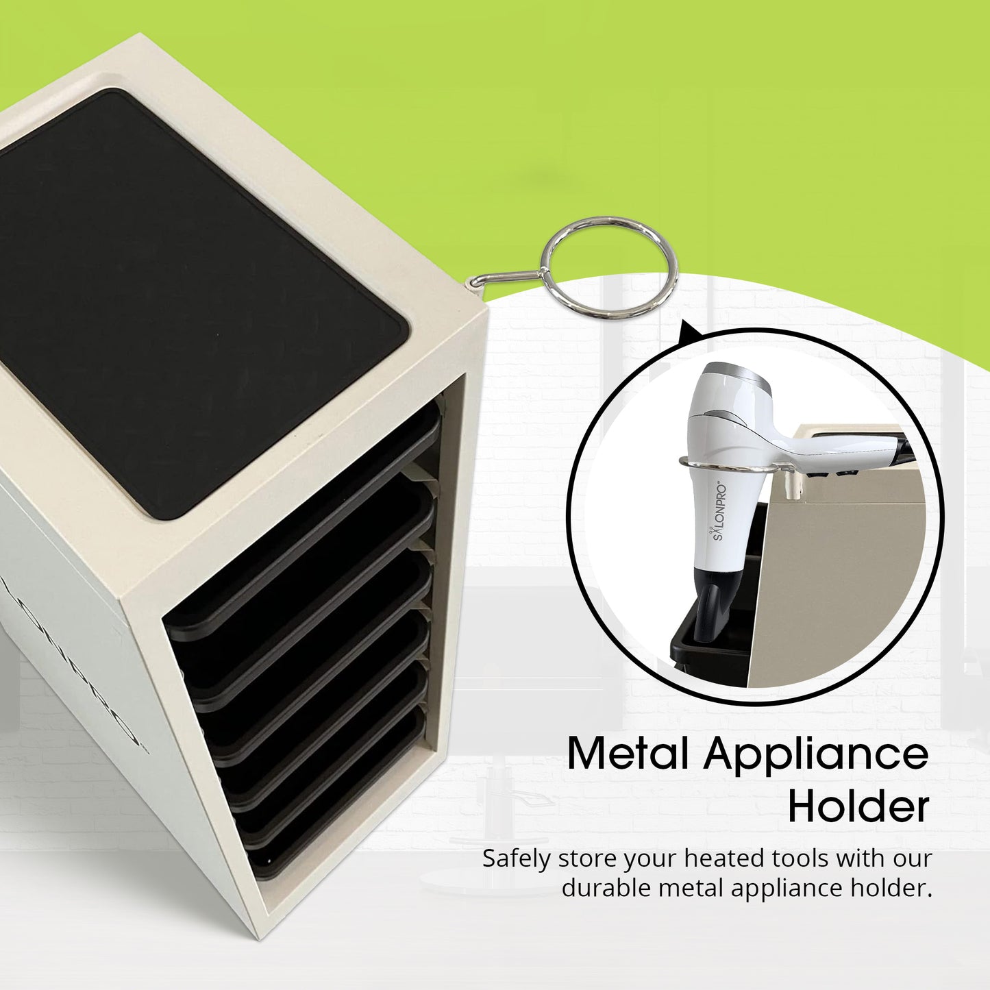 SalonPro Gabinete de peinado de metal con 5 cajones, carrito para colorear y almacenar con ruedas