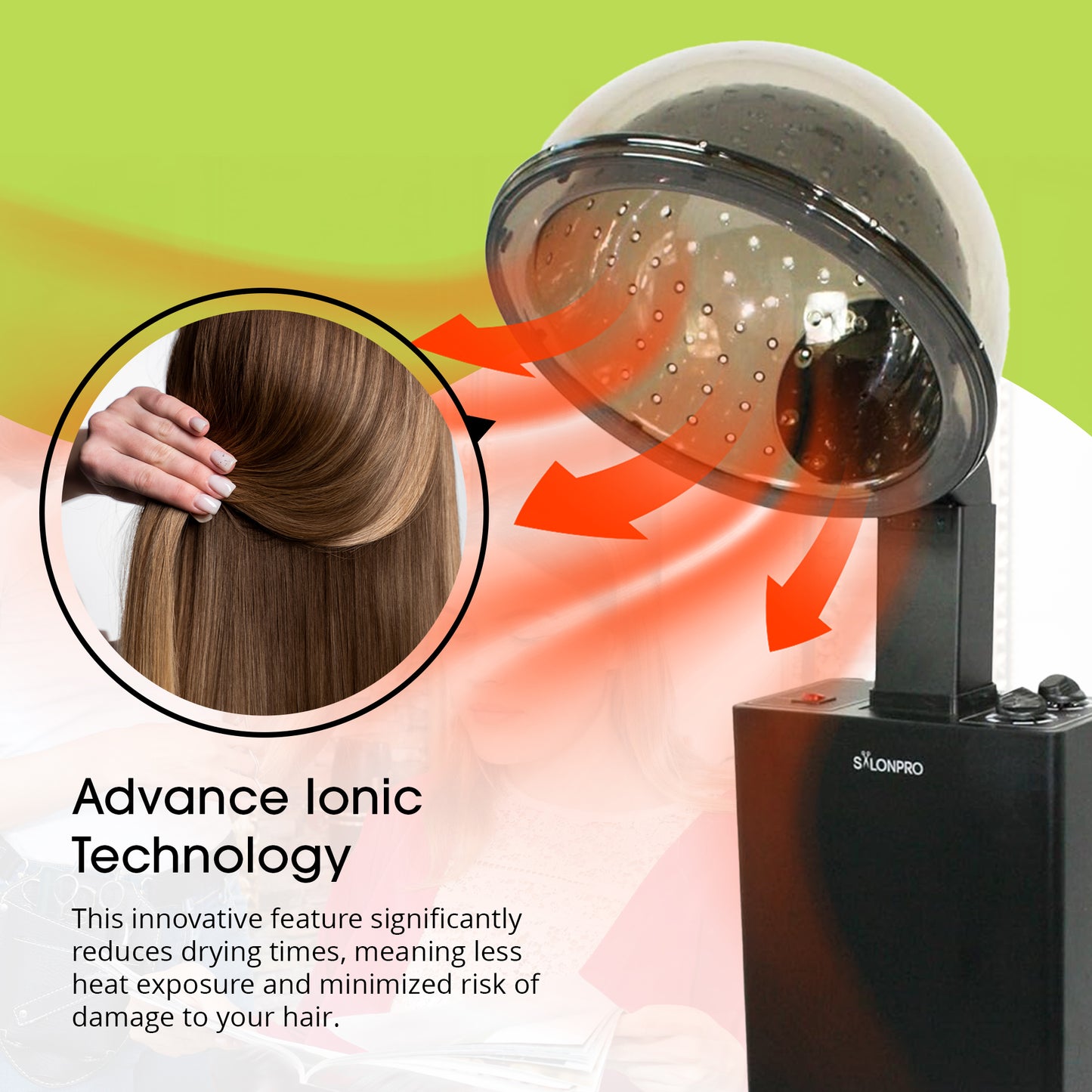 SalonPro Ionic Hooded Hair Dryer with Rolling Stand