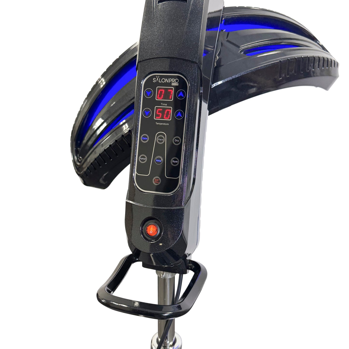 SalonPro Orbiting Halo Procesador de color de cabello infrarrojo profesional y acelerador de secador multifunción con base rodante - Gris