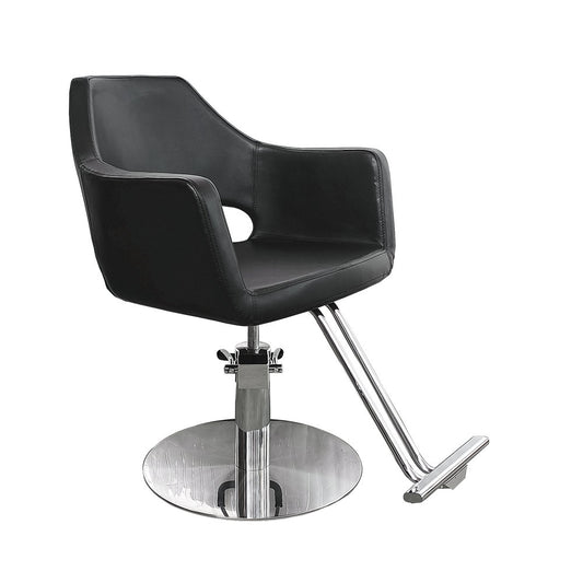 Silla de peluquería profesional Ikonna | Diseño negro moderno con base para monedas y reposapiés resistentes