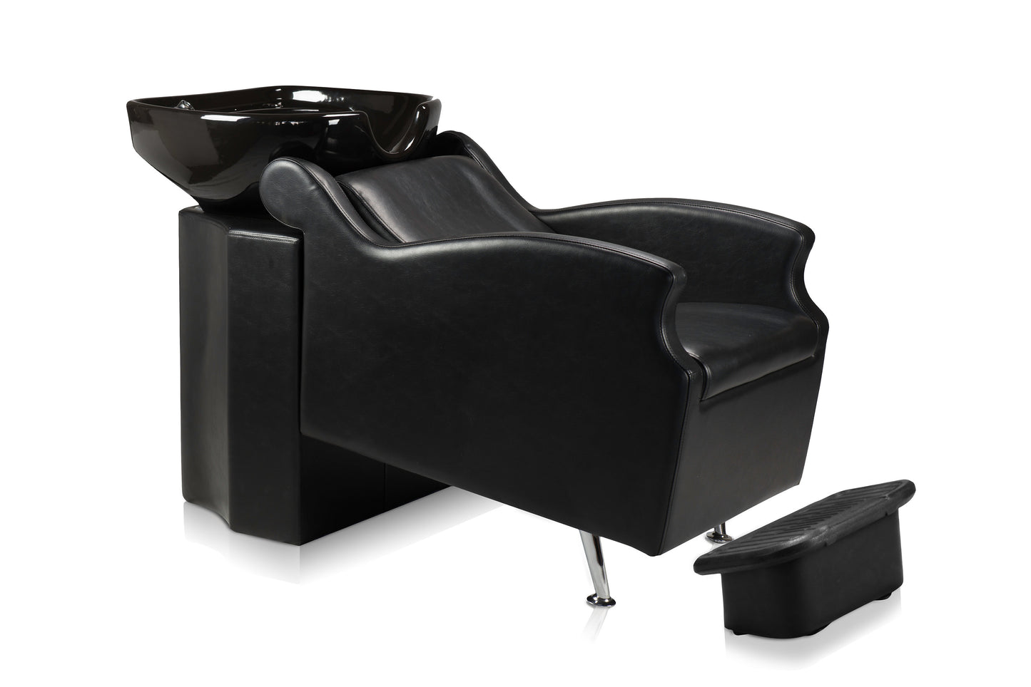 Ikonna Y204BK All-In-One Shampoo Chair – Black with Bowl & Footrest