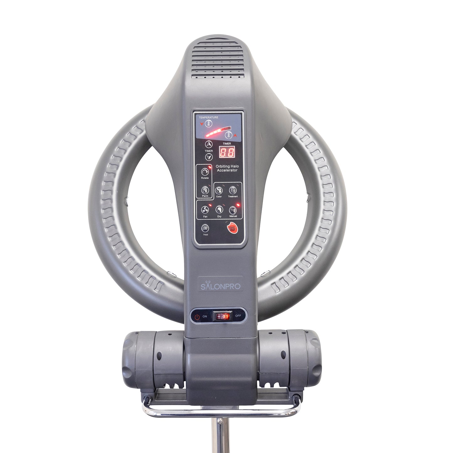 SalonPro Orbiting Halo Processeur de coloration infrarouge professionnel et accélérateur de séchage multifonction avec base roulante – Gris