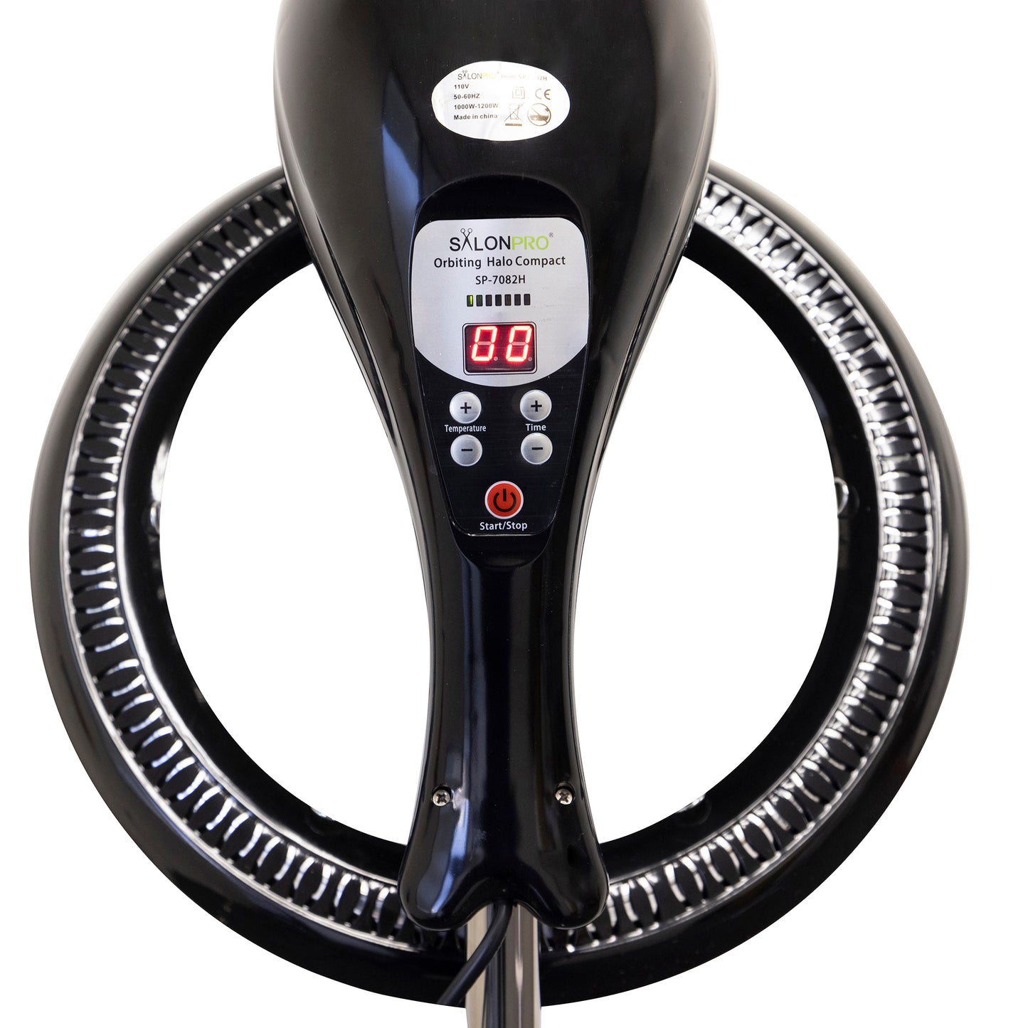 SalonPro Orbiting Halo Procesador y acelerador de color de cabello infrarrojo profesional compacto con base rodante - Negro