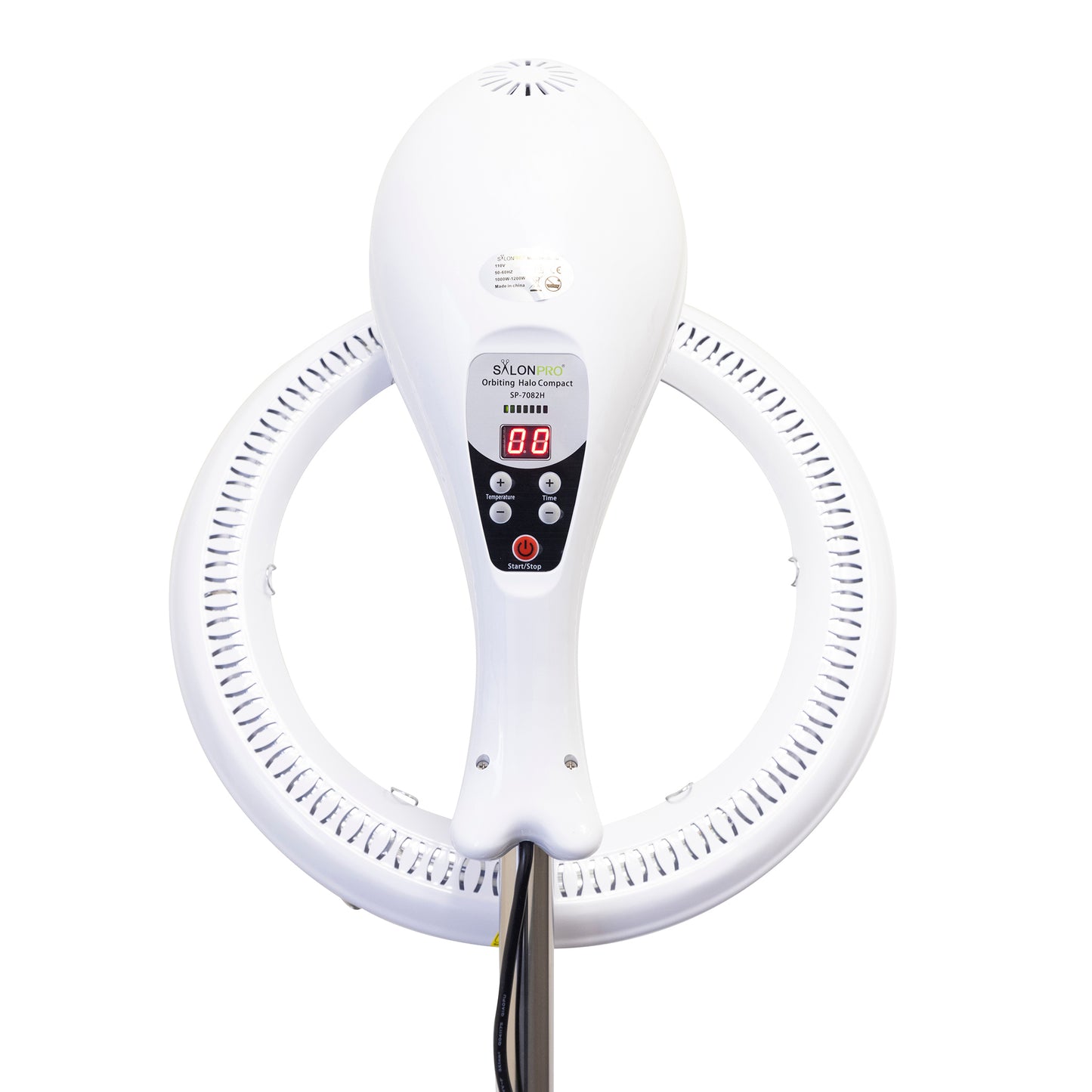 SalonPro Orbiting Halo Procesador y acelerador de color de cabello infrarrojo profesional compacto con base rodante - Blanco