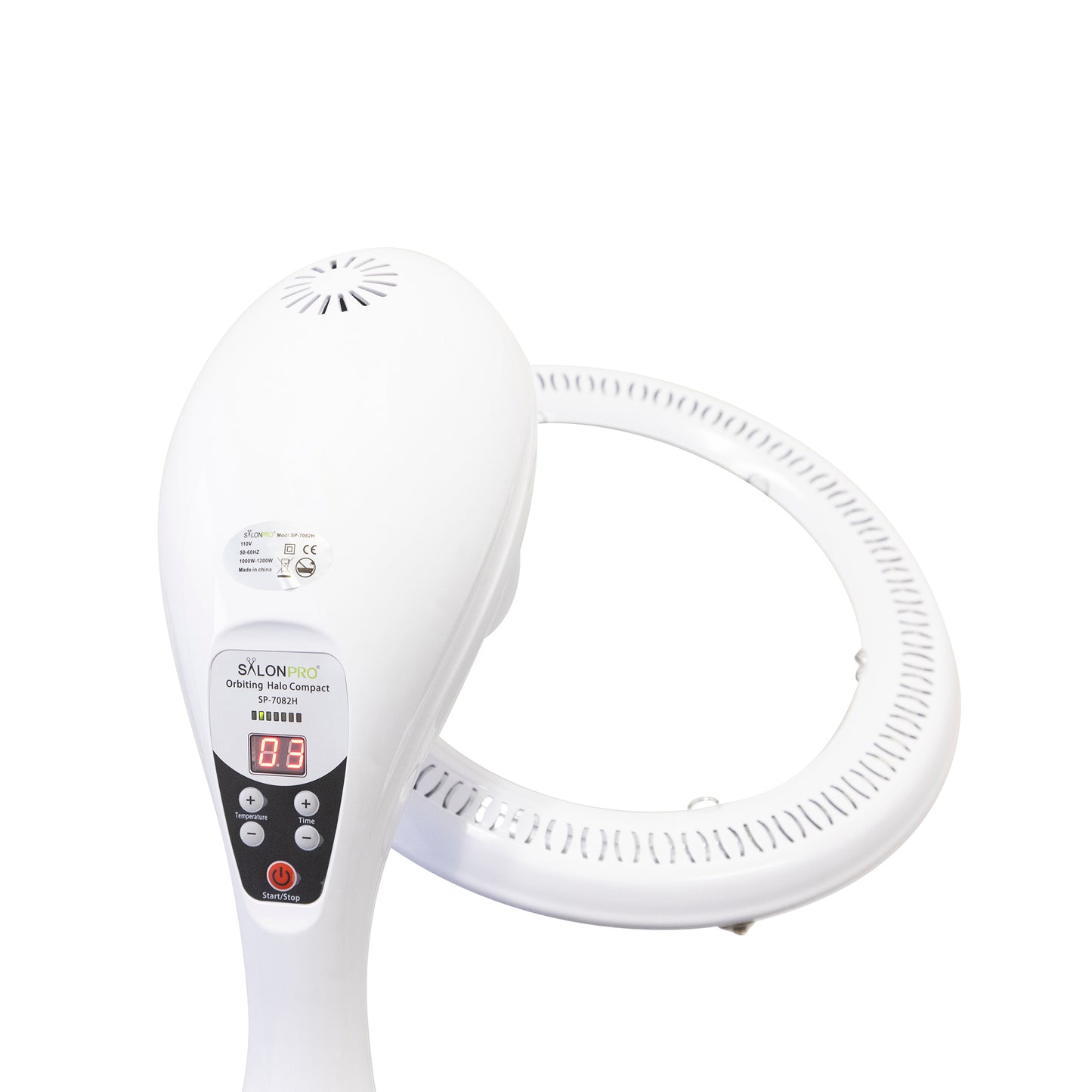 SalonPro Orbiting Halo Procesador y acelerador de color de cabello infrarrojo profesional compacto con base rodante - Blanco