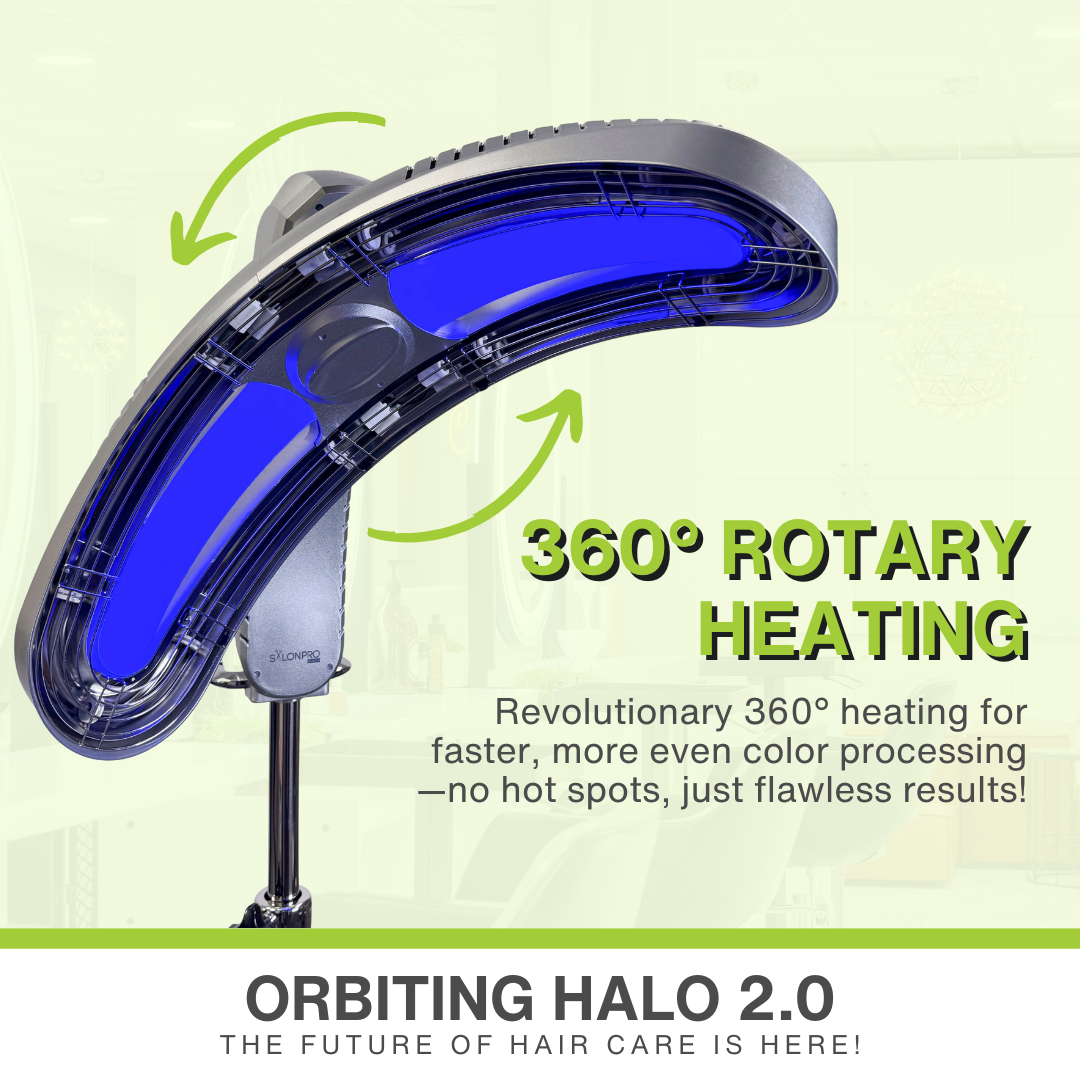 SalonPro Orbiting Halo Procesador de color de cabello infrarrojo profesional y acelerador de secador multifunción con base rodante - Gris