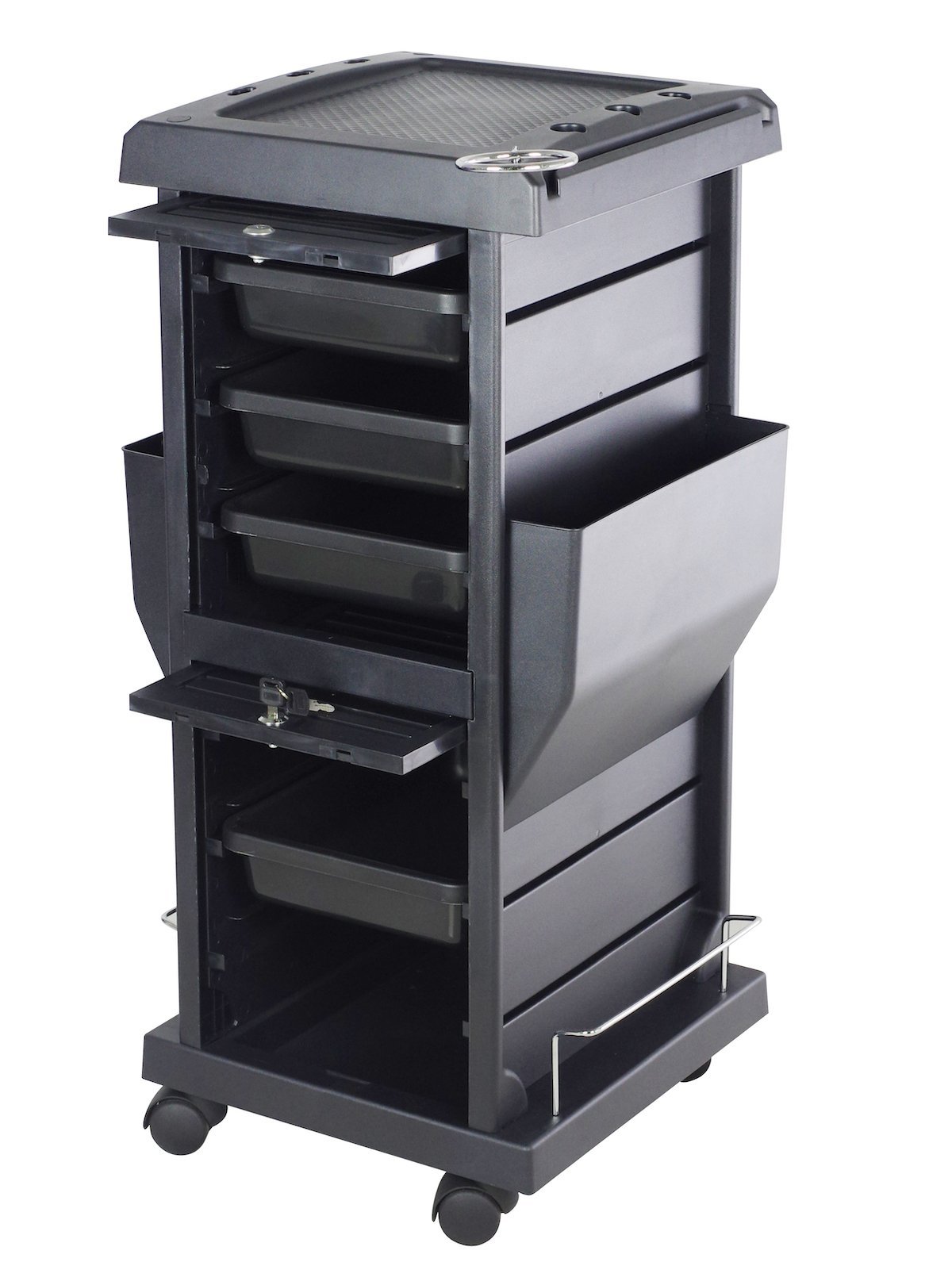 SalonPro Lockable Styling Cabinet Storage & Coloring Trolley w/ Rolling Wheels in Black Styling Trolley SalonPro Equipment