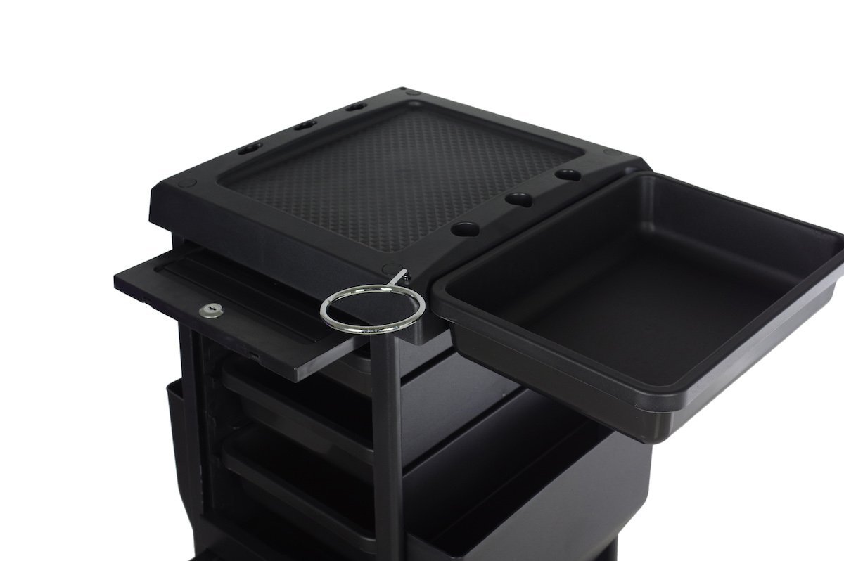 SalonPro Lockable Styling Cabinet Storage & Coloring Trolley w/ Rolling Wheels in Black Styling Trolley SalonPro Equipment