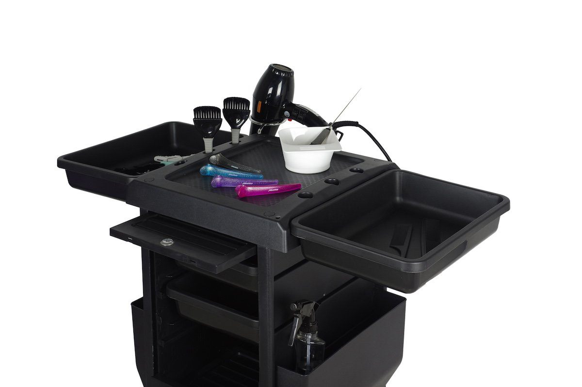 SalonPro Lockable Styling Cabinet Storage & Coloring Trolley w/ Rolling Wheels in Black Styling Trolley SalonPro Equipment