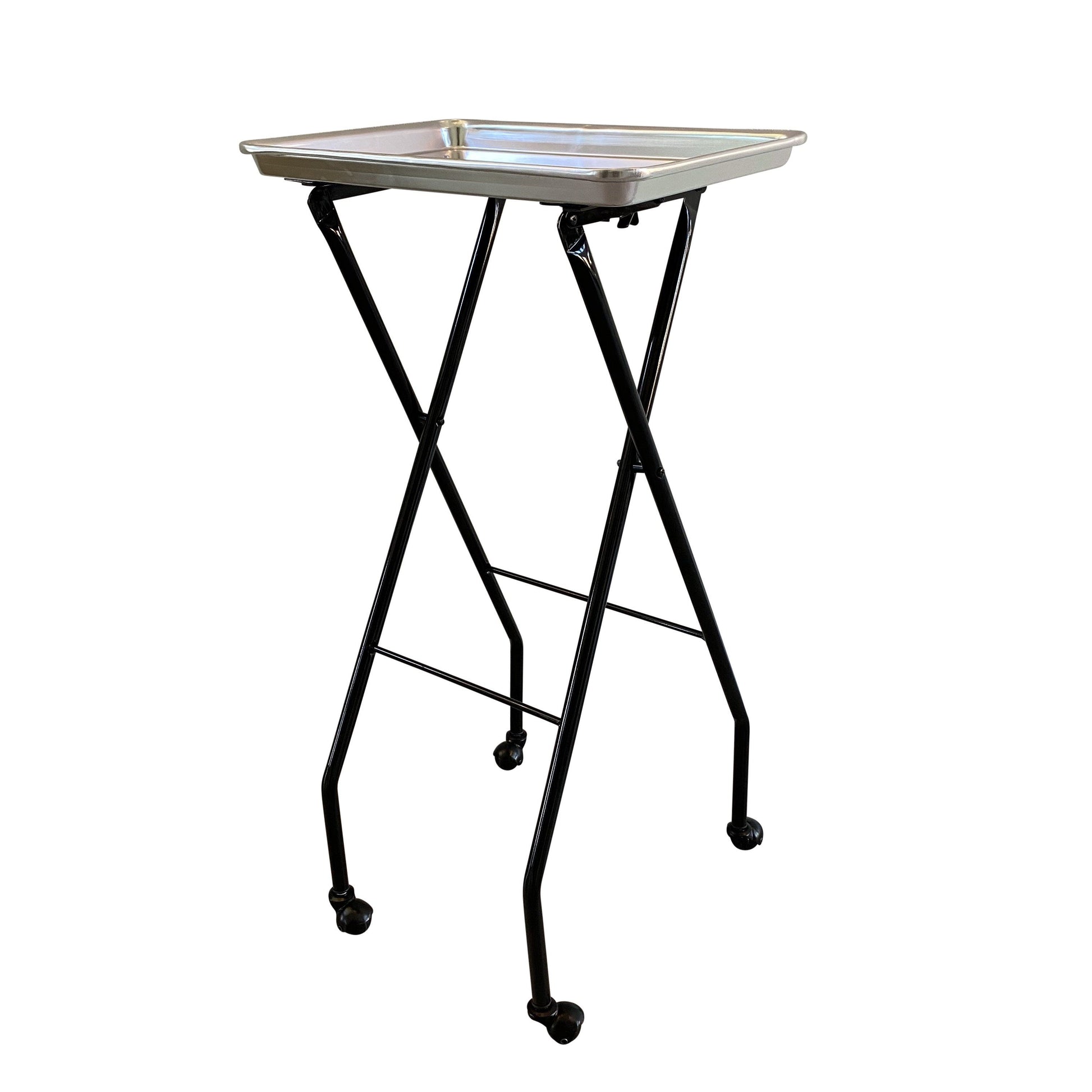 SalonPro Folding Aluminum Rolling Styling Service Tray Styling Trolley SalonPro Equipment
