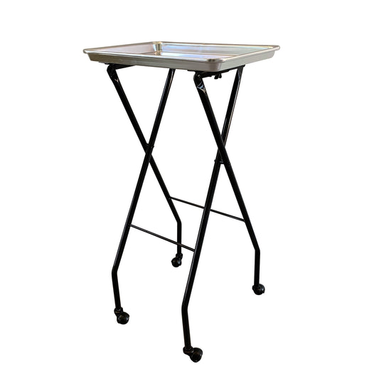 SalonPro Folding Aluminum Rolling Styling Service Tray Styling Trolley SalonPro Equipment