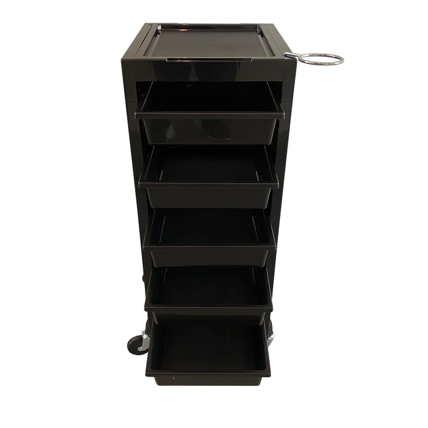 SalonPro 5 Drawer Styling Cabinet Storage & Coloring Trolley w/ Rolling Wheels in Gloss Black Styling Trolley SalonPro Equipment