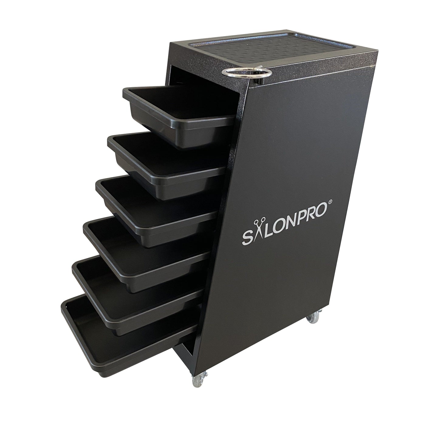 SalonPro 5 Drawer Metal Styling Cabinet Storage & Coloring Trolley w/ Rolling Wheels Styling Trolley SalonPro Equipment Black (In-Stock)