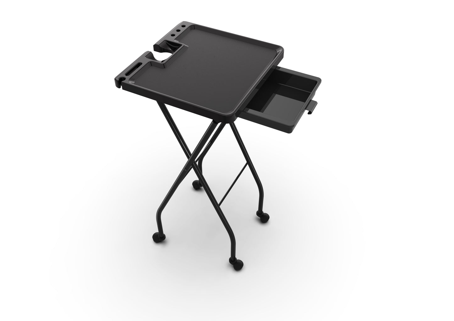Bandeja especializada en color SalonPro | Bandeja Plegable con Portaherramientas y Cajón en Negro