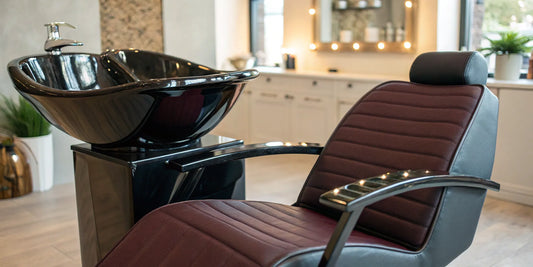 A modern salon shampoo bowl with chair designed for professional use and client comfort.