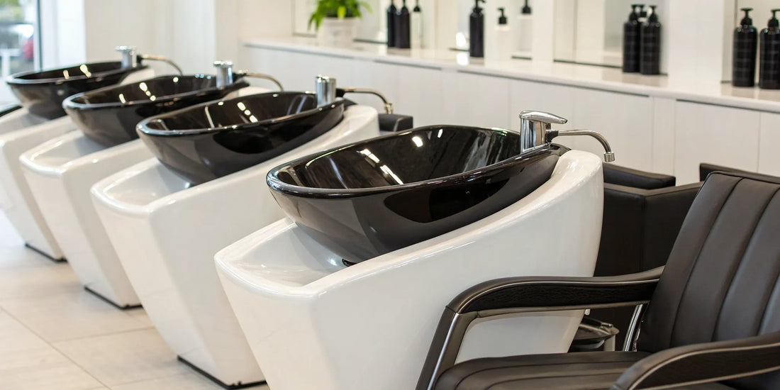 Best modern black and white shampoo bowls for a professional salon.