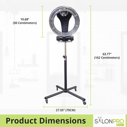 NEW SalonPro Orbiting Halo Infrared Hair Dryer & Color Processor – Rolling Base, Silver