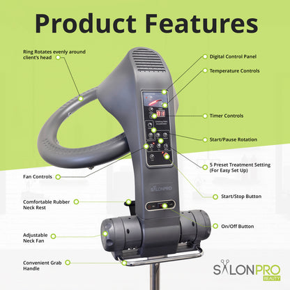 NEW SalonPro Orbiting Halo Infrared Hair Dryer & Color Processor – Rolling Base, Silver