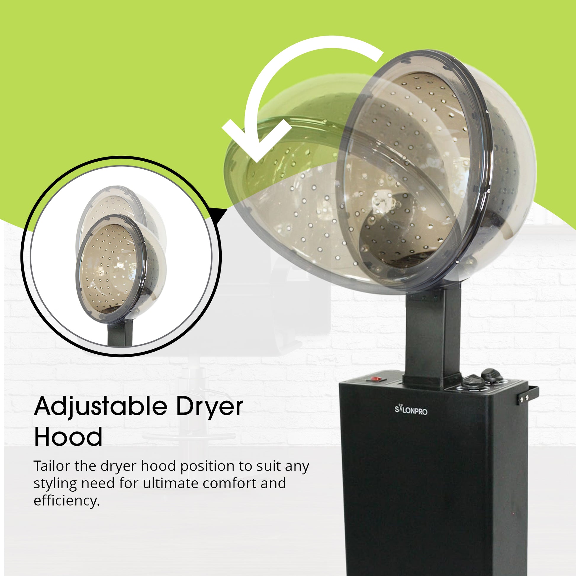 Secador de pelo con capucha SalonPro de pie profesional iónico con