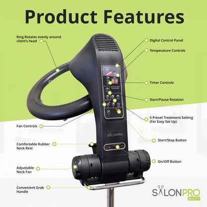 SalonPro Orbiting Halo Infrared Hair Dryer & Color Processor - Rolling Base, Black