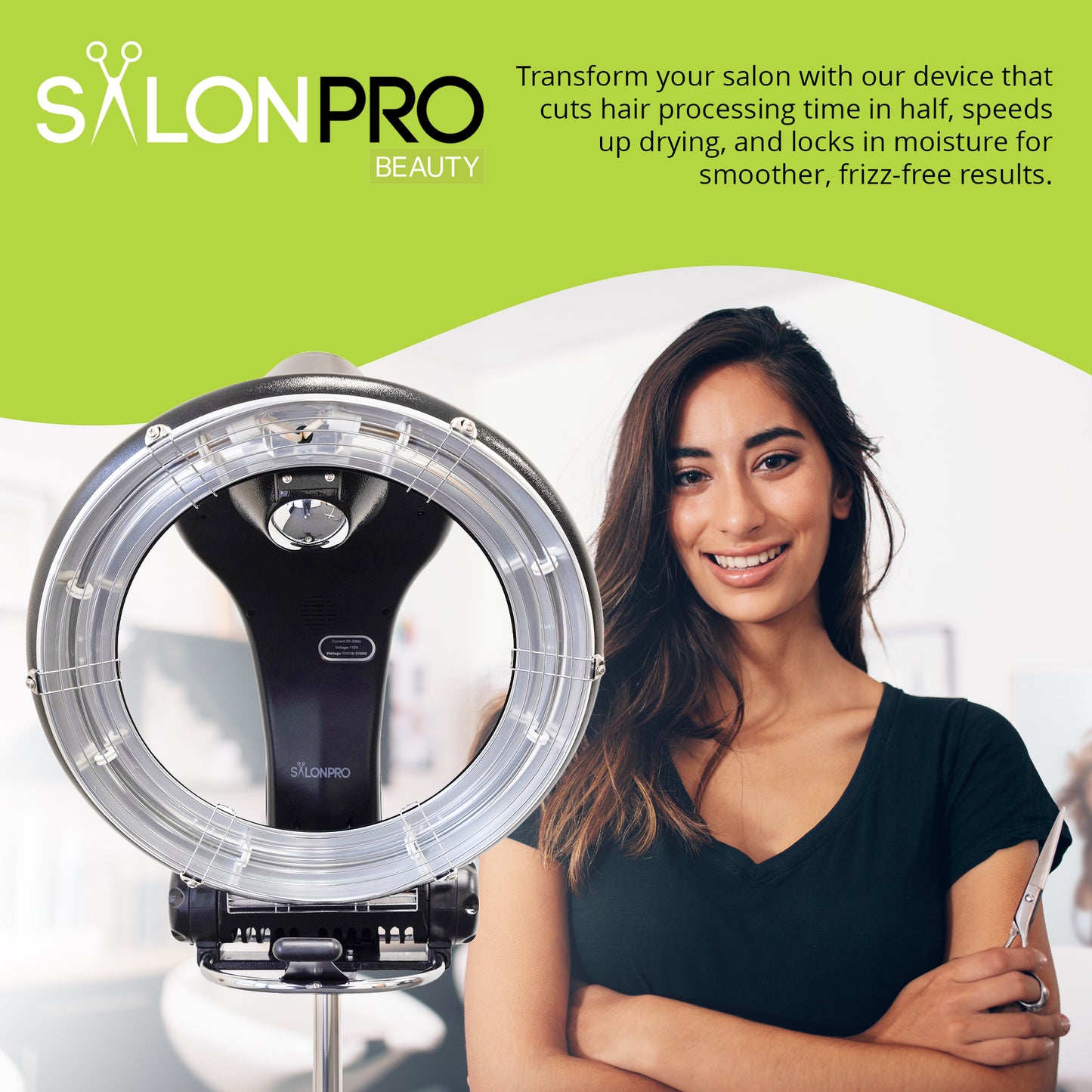 SalonPro Orbiting Halo Professional Infrared Hair Color Processor & Multi-Function Dryer Accelerator w/ Wall Mount System - Black