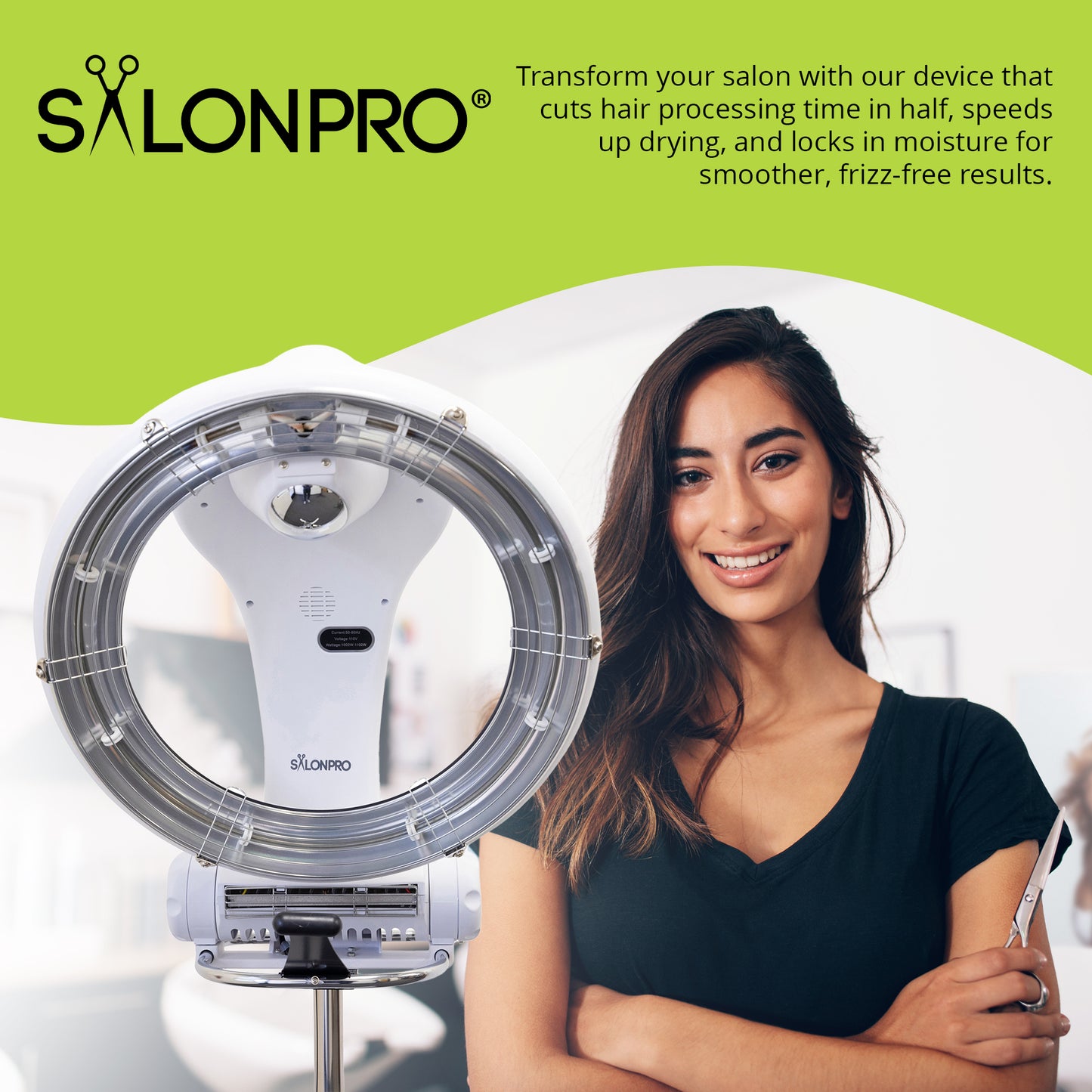 SalonPro Orbiting Halo Professional Infrared Hair Color Processor & Multi-Function Dryer Accelerator w/ Rolling Base - White