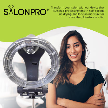 NEW SalonPro Orbiting Halo Infrared Hair Dryer & Color Processor – Rolling Base, Silver