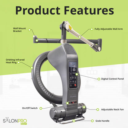 SalonPro Wall Mounted Infrared Hair Color Processor and Dryer, Grey