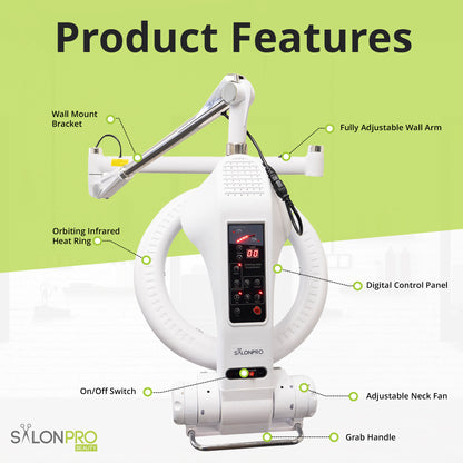 SalonPro Orbiting Halo Infrared Hair Dryer & Color Processor - Wall Mount, White