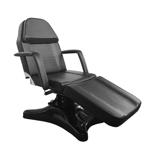 Cama facial hidráulica Ikonna H-3739BK | Elegante diseño negro con cuero de PVC de alta calidad. 