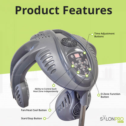 SalonPro Multi-Zone+ Infrared Hair Dryer & Color Processor – Wall Mount, Black