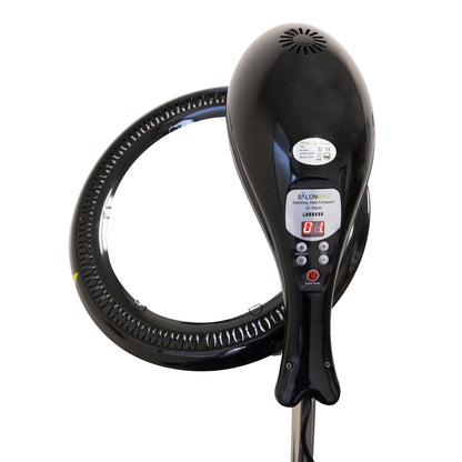 SalonPro Orbiting Halo Compact Infrared Hair Dryer & Color Processor – Rolling Base, Black
