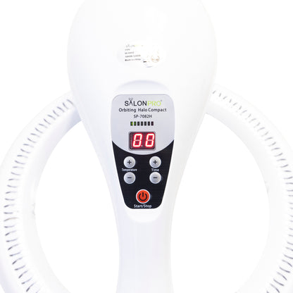 SalonPro Orbiting Halo Compact Infrared Hair Dryer & Color Processor – Rolling Base, White