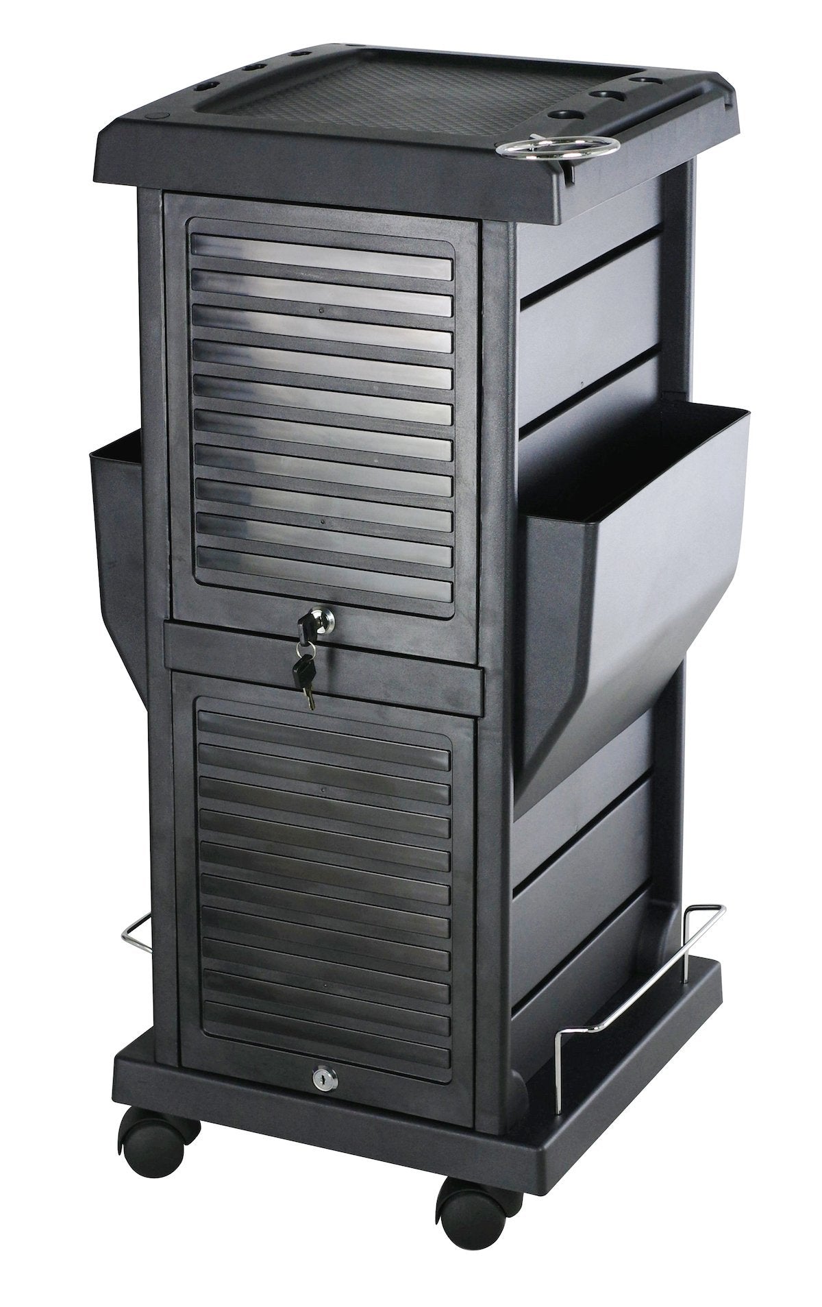 SalonPro Lockable Styling Cabinet Storage & Coloring Trolley w/ Rolling Wheels in Black Styling Trolley SalonPro Equipment 