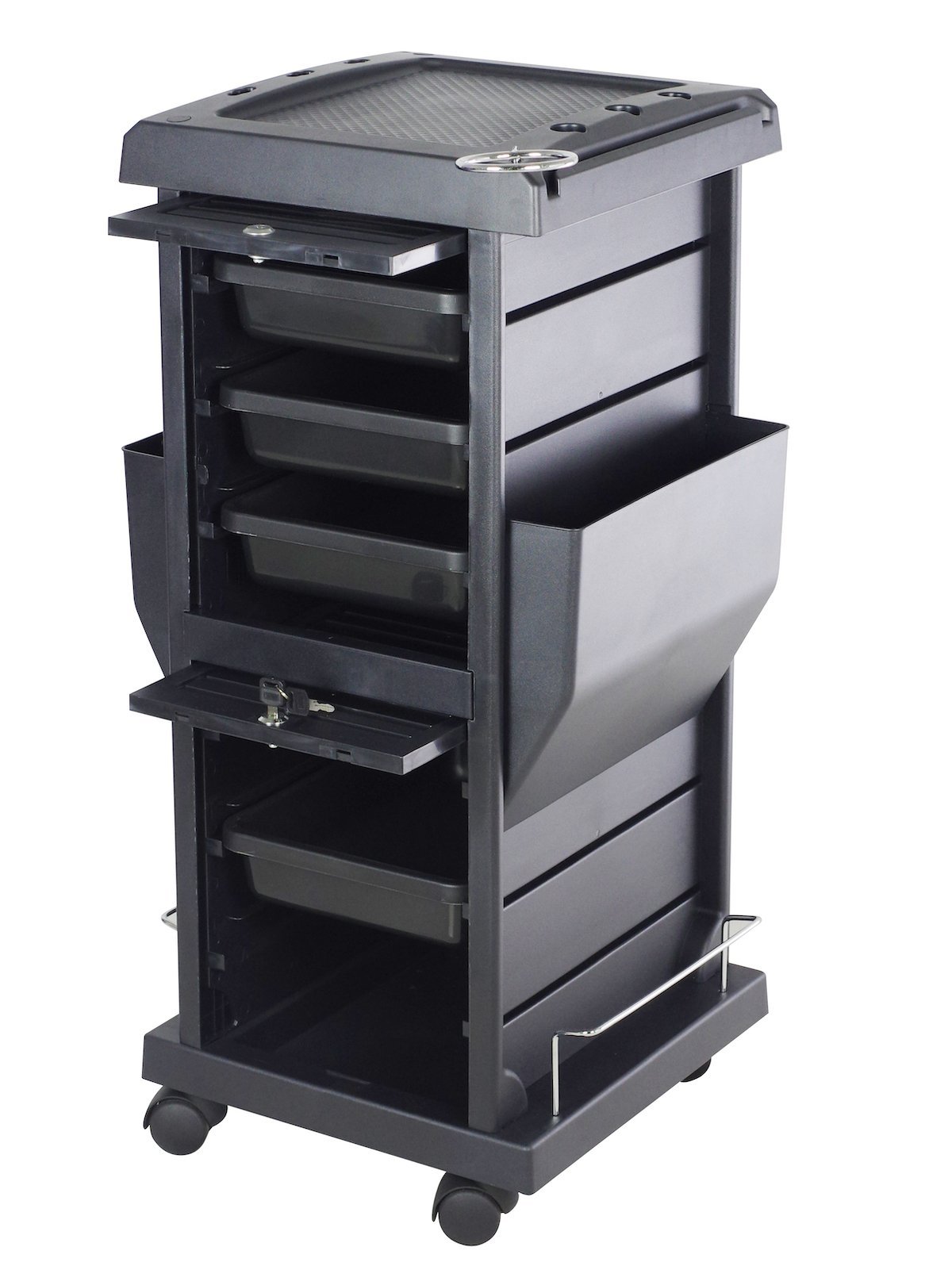 SalonPro Lockable Styling Cabinet Storage & Coloring Trolley w/ Rolling Wheels in Black Styling Trolley SalonPro Equipment 