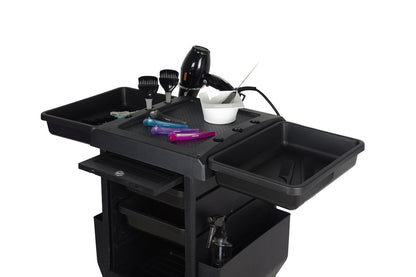 SalonPro Lockable Styling Cabinet Storage & Coloring Trolley w/ Rolling Wheels in Black Styling Trolley SalonPro Equipment 