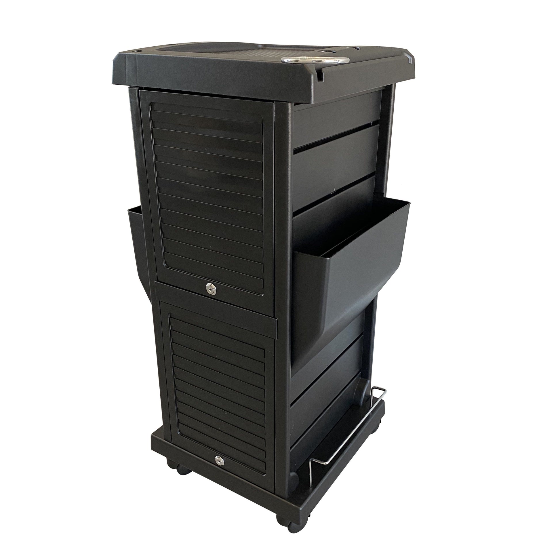 SalonPro Lockable Styling Cabinet Storage & Coloring Trolley w/ Rolling Wheels in Black Styling Trolley SalonPro Equipment 